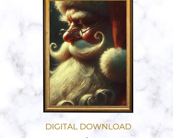 Vintage Retro Santa Clause Abstract Painting Print | PRINTABLE Christmas Wall Art