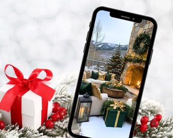 Christmas Aesthetic iPhone Wallpaper, Cozy Winter Scene (Digital Download)