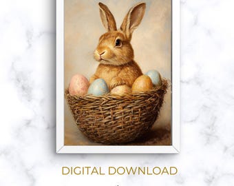Spring Easter Bunny Painting Print | PRINTABLE Wall Art