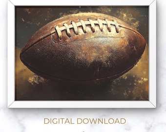 Vintage Rustic Football Oil Painting Print | PRINTABLE Wall Art  | Football #2