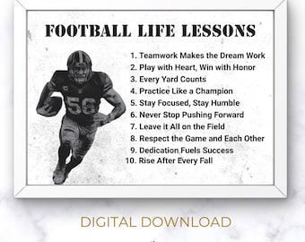 Football Life Lessons Print: Motivational Wall Art (Digital Download)