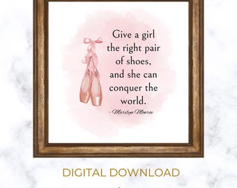 Girls Room Ballet Quote Watercolor Painting Print | PRINTABLE Ballet Wall Art |