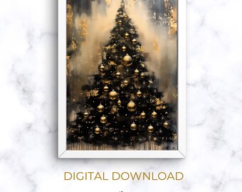 Abstract Christmas Tree Painting Print | PRINTABLE Christmas Wall Art