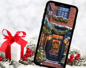 Christmas Market Phone Wallpaper: Festive Holiday Background (Digital Download)