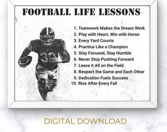 Football Life Lessons Print: Motivational Wall Art (Digital Download)