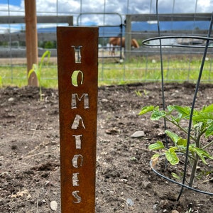 Metal Garden Stakes, Rusty Vegetable Stakes, Garden Decor, Garden Stakes, Rusty Garden Stakes, Vegetable Markers