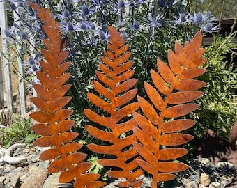 Large Ferns, Large Rusty Fern Stakes, Metal Art, Garden Decor, Garden Stakes, Rusty Garden Art, Rusty Garden Stakes