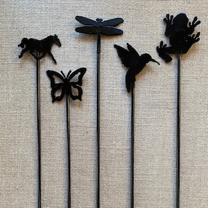 Metal Garden Stakes, Butterfly Stakes, Dragonfly Stakes, Garden Decor, Rustic Garden Decor, Garden Stakes, Metal Flower Stakes, Metal Art