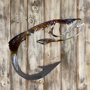 Metal Steelhead Fishing Art, Wall Art, Native Trout Art, Steelhead Fishing Art, Cabin Decor, Lodge Decor, Outdoor Lover, Gift for Fisherman
