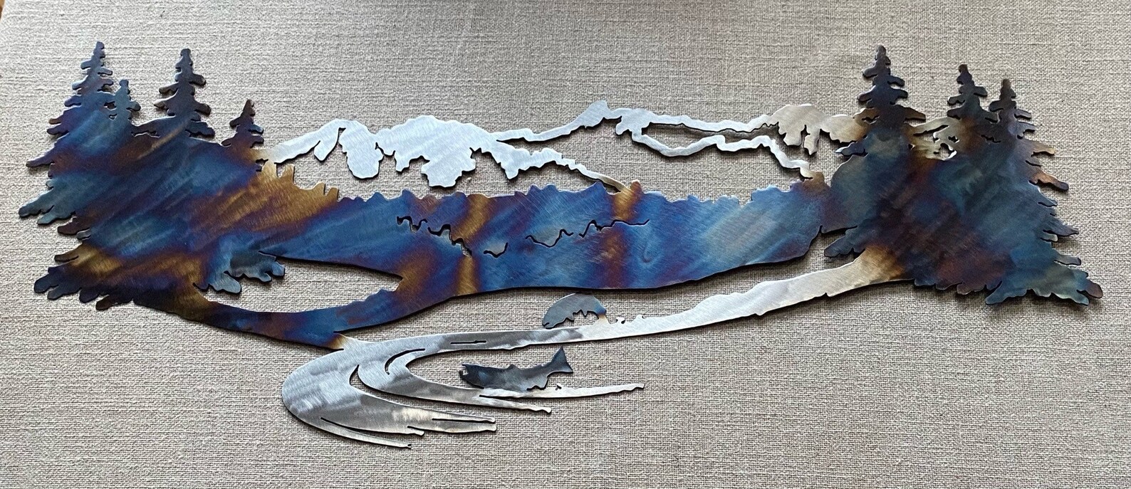 Heat-treated Metal Mountain Scene Wall Art: Cabin Lodge Decor - Etsy