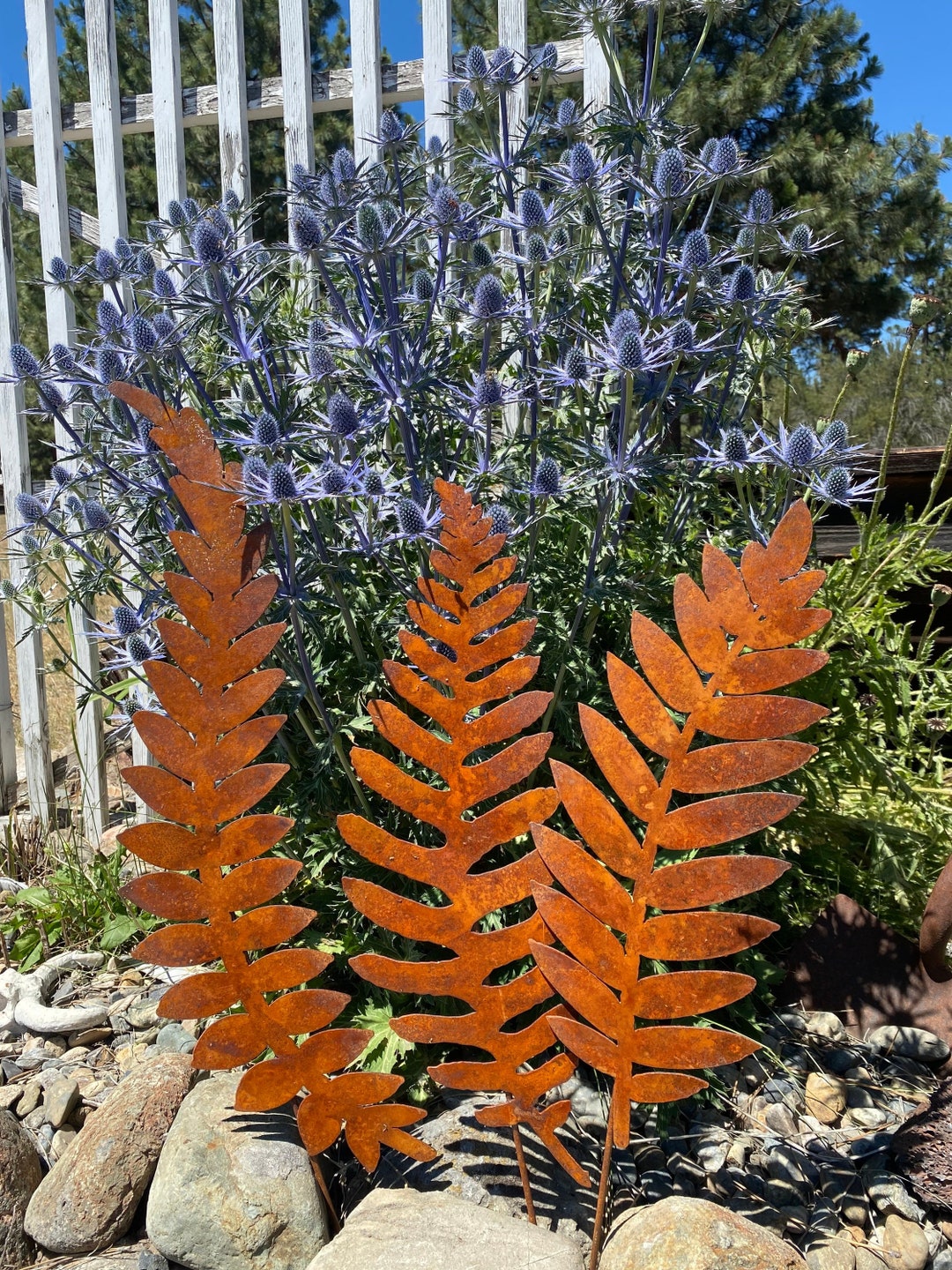 Rusty Metal Fern Garden Stakes: Natural Rust Finish - Etsy