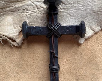 Rustic Railroad Spike Cross: Repurposed Industrial Decor