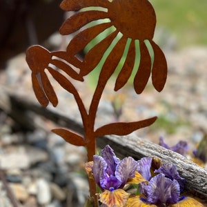 Rusty Coneflower Garden Stakes, Metal Art, Garden Decor, Coneflower, Garden Stakes, Rusty Garden Art, Rusty Garden Stakes image 4