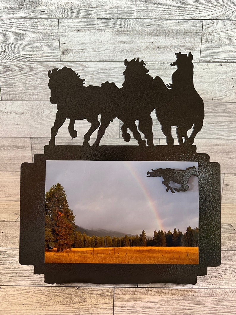Horse Picture Frame Running Horses Metal Art Photo Frame Etsy