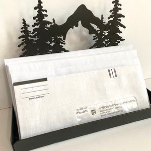 Metal Mail or Bill Organizer, Mail Sorter, Bill Organizer, Mountains, Mountain Scene Mail Organizer image 2