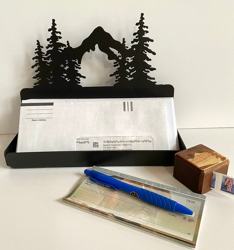 Metal Mail or Bill Organizer, Mail Sorter, Bill Organizer, Mountains, Mountain Scene Mail Organizer image 3