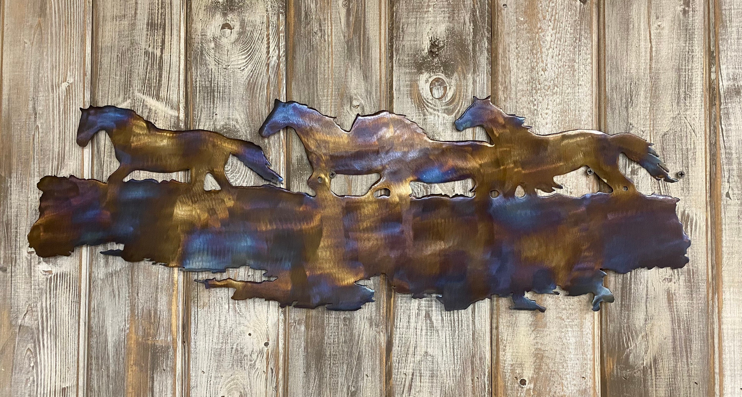 Metal Wall Art Metal Horse Wall Art Running Horses Western Etsy