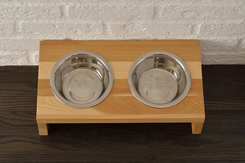 Cat food bowls for two metal bowls. Ideal for Cats. Modern Etsy