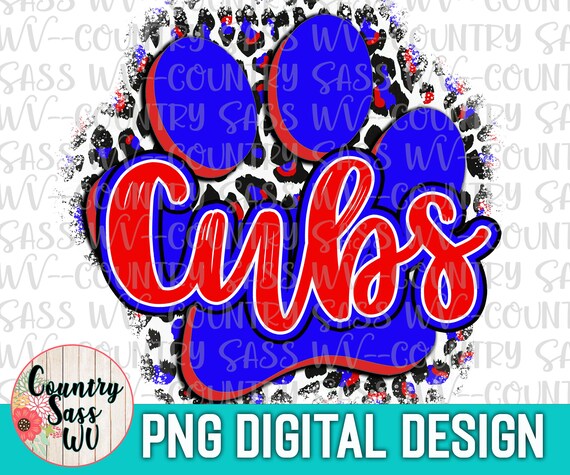 Cubs Paw Red White Blue PNG Ready to Print Sublimation - Etsy