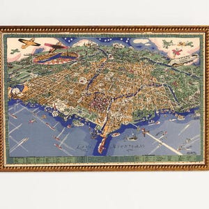 Impression d'une carte vintage Art déco de Chicago - 1931