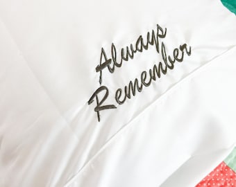 Always Remember Baptism Gift White Pillowcase, White Embroidered Pillow Case Baptism Gifts for Kids