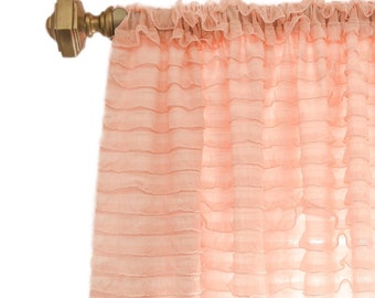 Items Similar To Pink Ruffle Curtain Panel Window Drape 96