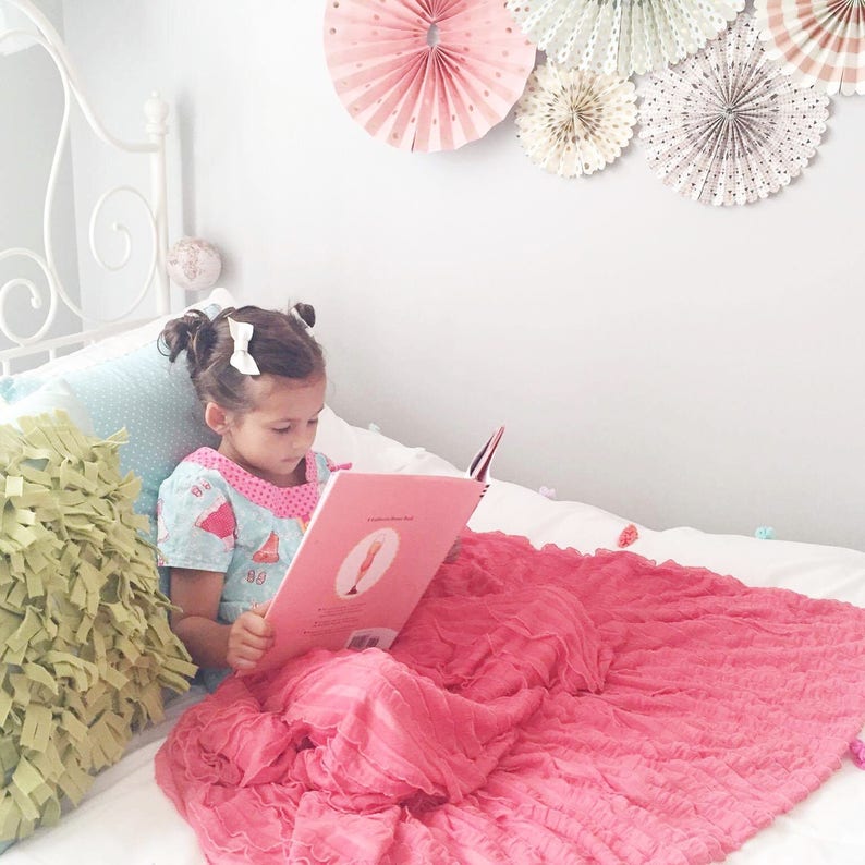 Hot Pink Small Baby Blanket Ruffle Receiving Blanket Lovey Etsy