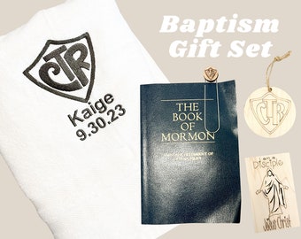 CTR Baptism Gift Set with Towel, Hang Tag Ornament,  Bookmark, Baptism Gifts, I am a Disciple Church of Jesus Christ