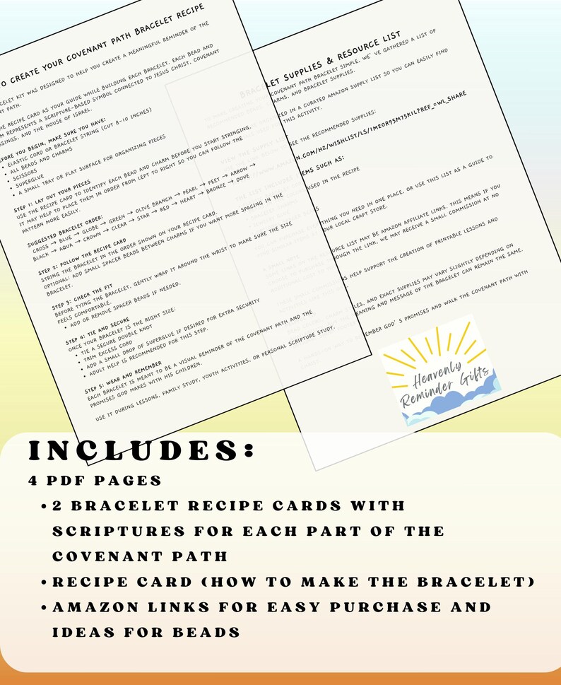 Covenant Path Bracelet Printable | LDS Bracelet Activity | Scripture ...