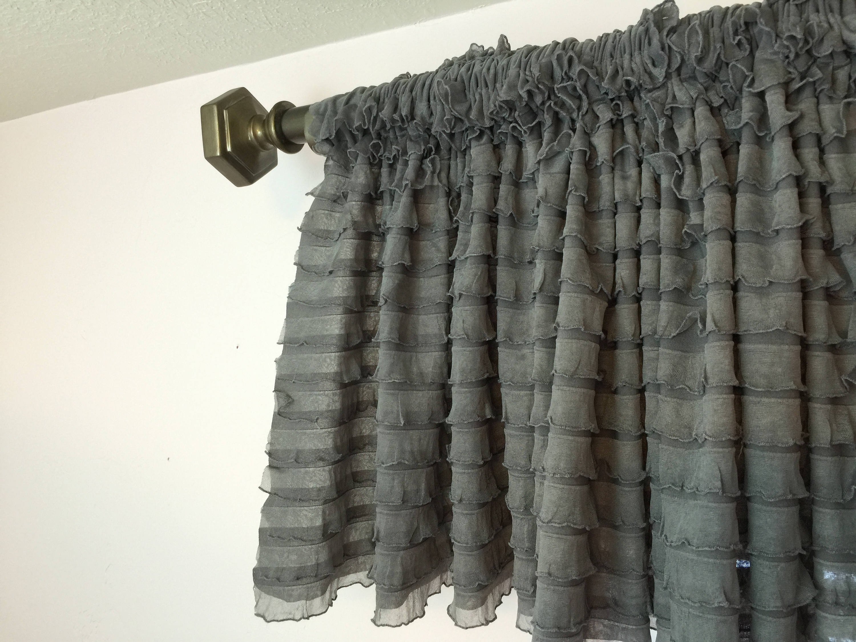 Gray Ruffled Curtain Valance Gray Ruffle Window Treatment Etsy