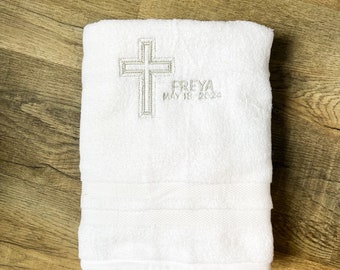 Greek Christening Orthodox Baptism Towel, Christening Towels, Byzantine Cross Personalized Gift for Baby