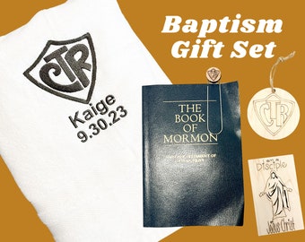 CTR Baptism Gift Set with Towel, Hang Tag Ornament,  Bookmark, Baptism Gifts, I am a Disciple Church of Jesus Christ