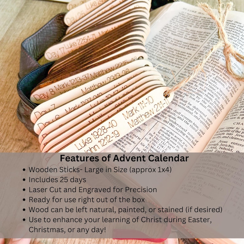 Holy Week Religious Countdown, Advent Calendar Wood, Last Week of Jesus Christs Life in 27 days, Christ Centered Bible Activity for Family's