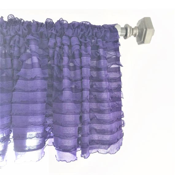 Purple Ruffled Curtain Valance Purple Ruffle Window Etsy