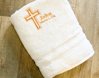 Custom Towel Baptism Keepsake, Christening Towels, Religious Gift Baby Towel