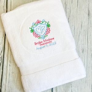 LDS Baptism Gift CTR Towel, Personalized Gift Bath Towel Church of Jesus Christ of Latter-day Saints