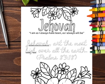 Jehová / Salmos 83:18 Página para colorear / Nombres de Jesús imprimibles / Hoja de estudio de versículos bíblicos / Devocionales artísticos basados en la fe / Descarga digital