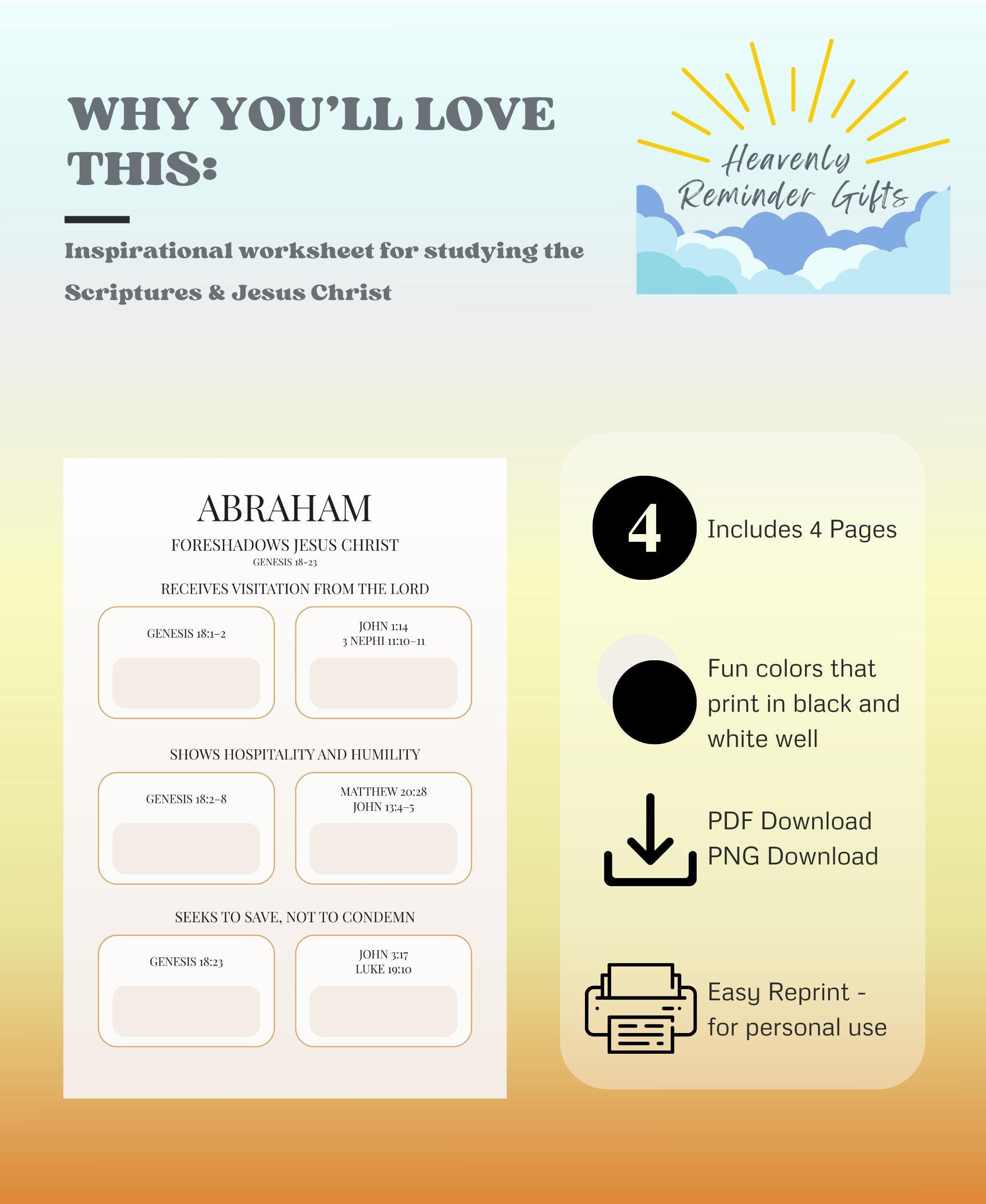 Genises Chapter 12 Worksheets.pdf Abraham Type Shadow Christ Worksheet | Genesis 12–23 Come Follow Me ...