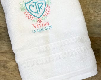 Regalo de bautismo para niñas SUD / Toalla CTR personalizada / Toalla de baño bordada, regalo religioso centrado en Cristo, regalo de los Santos de los Últimos Días
