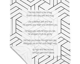 Holy Ghost Baptism Blanket LDS | Gift for 8 Year Old | Soft Throw with Poem | Choose the Right | Primary Baptism Gift Kid Black and White