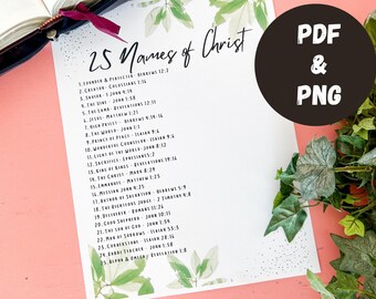 25 Name of Christ Printable, Names of Jesus PDF and JPG for Printing, Easter Advent Calendar