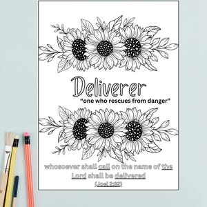 Deliverer | Joel 2:32 Coloring Page | Names of Jesus Printable | Bible Verse Study Sheet | Christian Scripture Art | Digital Download