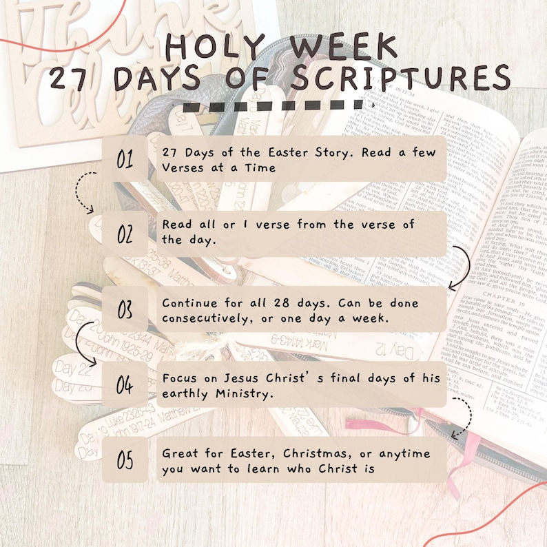 Holy Week Religious Countdown, Advent Calendar Wood, Last Week of Jesus Christs Life in 27 days, Christ Centered Bible Activity for Family's