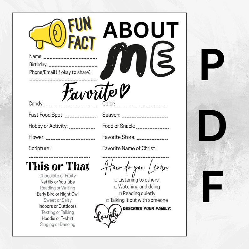 YW Icebreaker Game Get to Know You Form | Youth Printable Christian ...