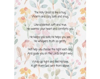 Holy Ghost Blanket for LDS Girls Baptism | Wrapped Hug CTR Girl Present | Gift for 8 Year Old Covenants | Cute Throw Poem Keepsake