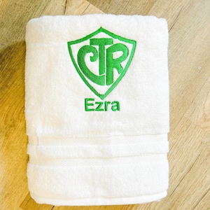 CTR Baptism Towel | LDS Baptism Gift for Girls or Boys | Personalized White Towel | Choose the Right | Primary Gift | Faith Keepsake