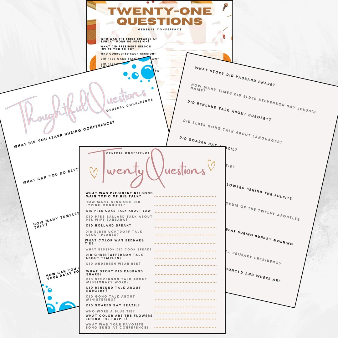 Question Containers For Conference LDS Kids Conference Kit for Kids: Fun Activities & Thoughtful Questions ...
