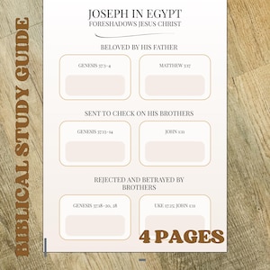 Guida allo studio di Giuseppe in Egitto / Prefigura Gesù Cristo / Lezione biblica stampabile di 4 pagine / Tipologia dell'Antico Testamento / Seminario Vieni e seguitami