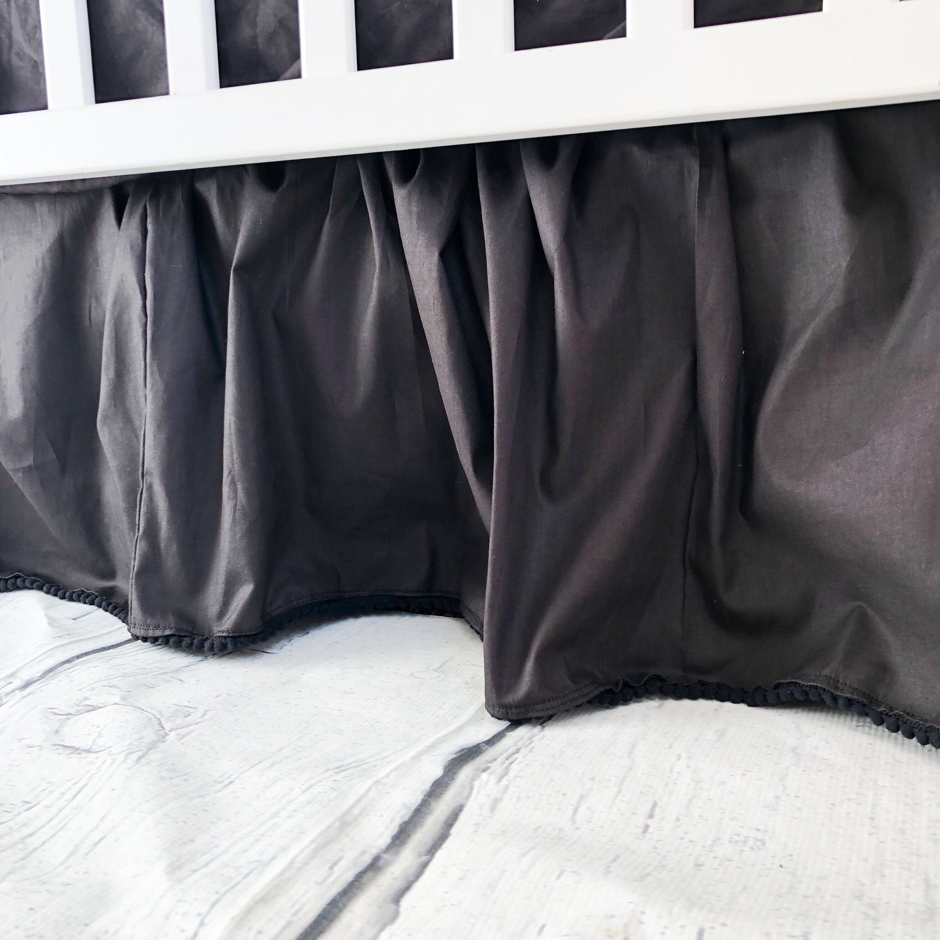 Pom Pom Tassel Crib Skirt Baby Bedding Nursery Decor Infant Etsy