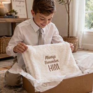 Always Remember Him Blanket | Personalized Baptism Gift LDS Christian Kids | Custom Name Throw 50x60 | Faith Keepsake Blanket